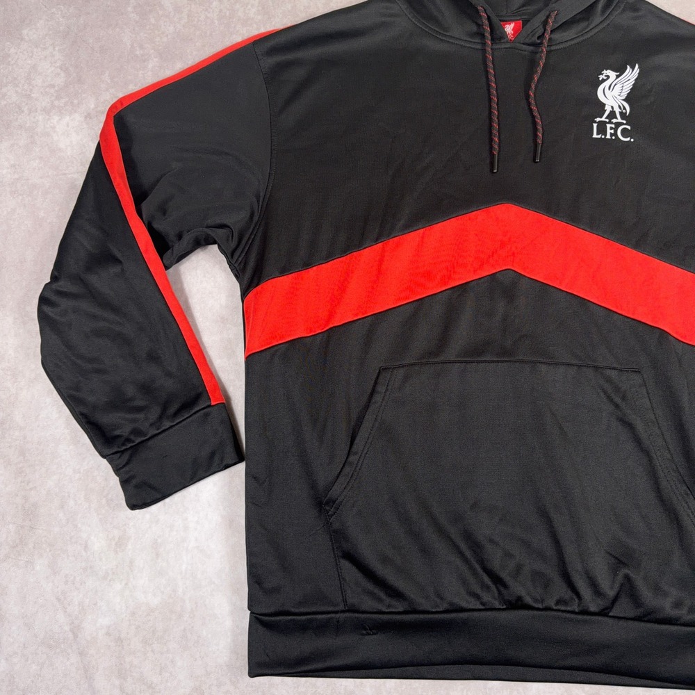 Liverpool FC Hoodie Official LFC Product Polyester Chevron XL Black Red Soccer - Picture 2 of 10